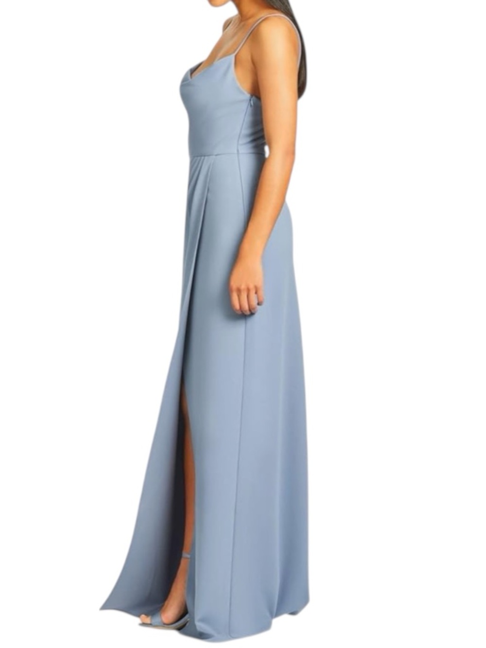 NWT SACHIN + BABI Slate Blue Sleeveless Drape Front Gathered Waist Gown Size 8 - Picture 3 of 6